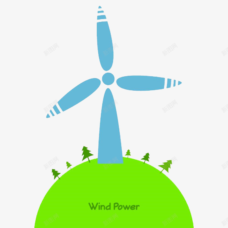 绿色手绘风车png免抠素材_88icon https://88icon.com 发电 手绘 涡轮机 绿色 能源 风电 风能源 风车