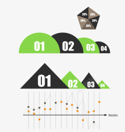 半圆及箭头数据ppt素材