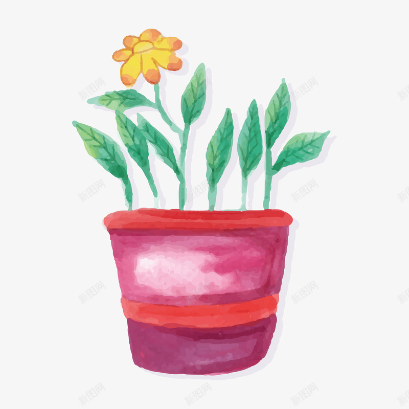 水墨花盆矢量图ai免抠素材_88icon https://88icon.com 植物 水墨 素材 花盆 矢量图