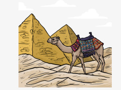彩绘埃及金字塔和骆驼素材