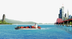 建筑货船海湾背景素材