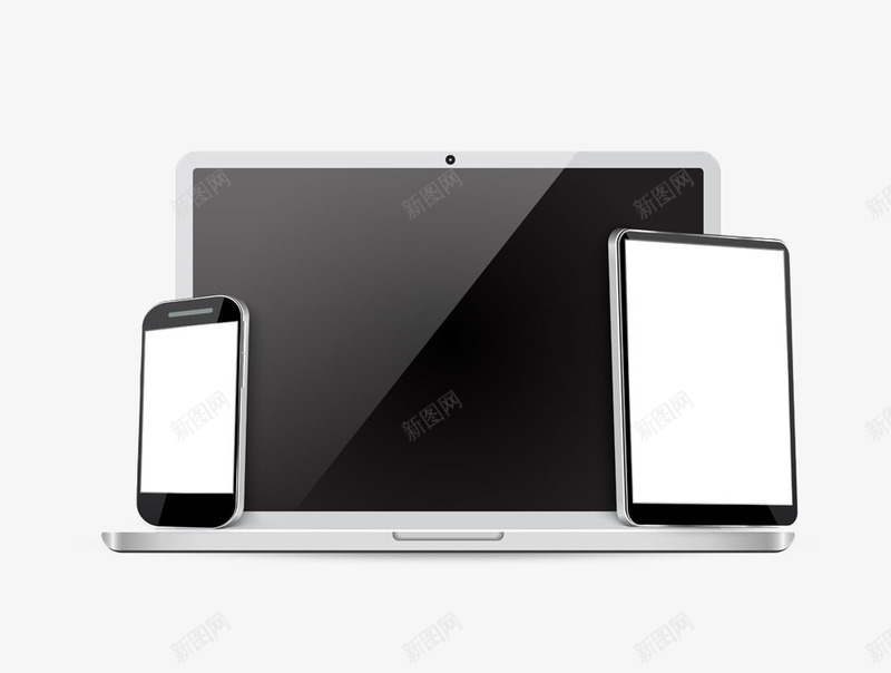 笔记本上的平板电脑与手机png免抠素材_88icon https://88icon.com 办公用品 平板电脑 手机