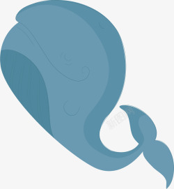 蓝色圆弧鲸鱼元素矢量图素材