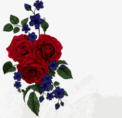 红玫瑰花束装饰素材