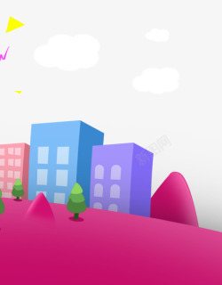 国美在线城镇卡通促销标签素材