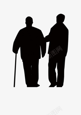 运动人物剪影扶着年老的父亲人物剪影图标图标