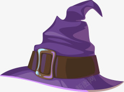 紫色卡通巫师帽素材