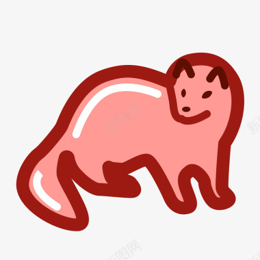 动物红色圆角手绘貂元素矢量图图标图标