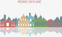 彩色罗马城市倒影矢量图素材