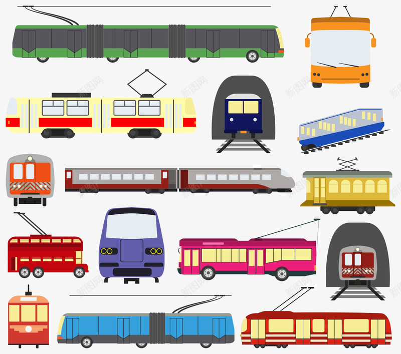 车辆交通工具矢量图eps免抠素材_88icon https://88icon.com 免扣png素材 公共汽车 火车 运输 矢量图