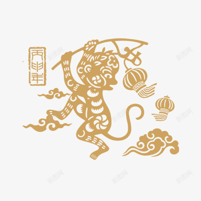 新年猴子灯笼通元素png免抠素材_88icon https://88icon.com 元素 新年 灯笼 猴子