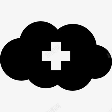 黑白插画医疗云图标图标