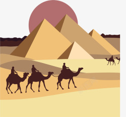 在埃及沙漠行走骆驼矢量图素材