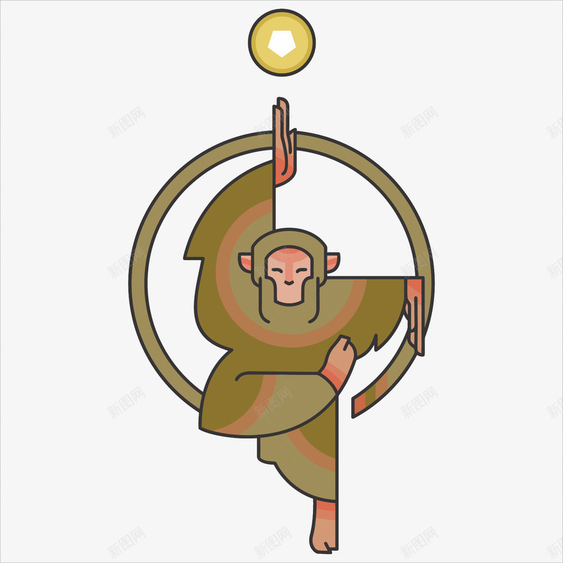 十二生肖之猴png免抠素材_88icon https://88icon.com PNG图片 PNG图片素材 PNG素材 PNG素材免费下载 十二生肖 卡通 扁平化 猴子