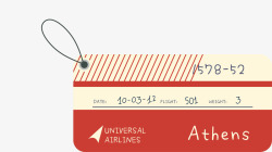 红色卡通登机牌素材