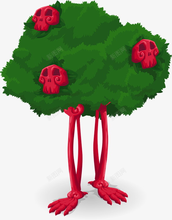 卡通万圣节树木png免抠素材_88icon https://88icon.com 卡通 恐怖 树 爬行 骨架 骨骼 鬼