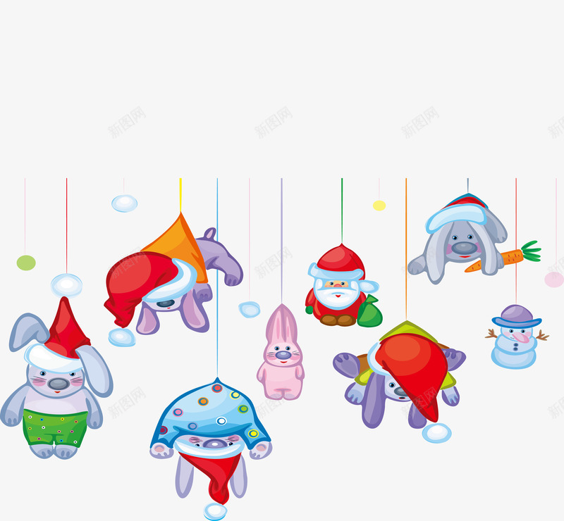 卡通圣诞挂件png免抠素材_88icon https://88icon.com christmas merry 圣诞节圣诞老人动物圣诞帽子