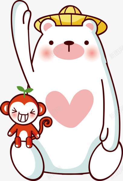 卡通熊和猴子png免抠素材_88icon https://88icon.com 动物 卡通 熊 猴子