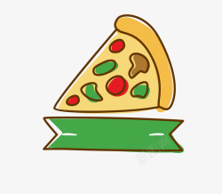 卡通可爱披萨绿色边框矢量图素材