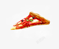 逼真食物番茄披萨矢量图素材