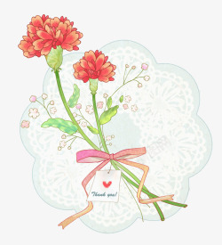 手绘水彩插画母亲节花朵康乃馨素材