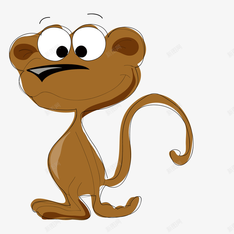 卡通可爱的小猴子矢量图ai免抠素材_88icon https://88icon.com 动物设计 卡通 可爱 小猴子 手绘 棕色 水彩 矢量图