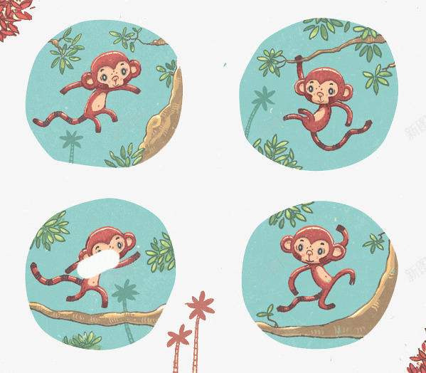 彩色猴子插画png免抠素材_88icon https://88icon.com 儿童书籍 创意 动物 彩色 插画 猴子 设计