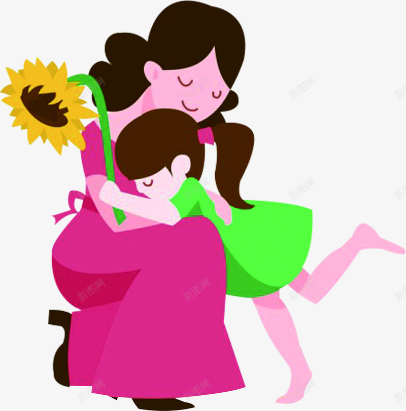 手绘可爱女孩母亲png免抠素材_88icon https://88icon.com 可爱 女孩 母亲