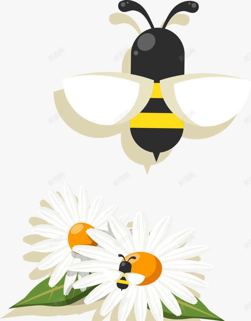手绘蜜蜂和花朵png免抠素材_88icon https://88icon.com 卡通 手绘 花朵 蜜蜂