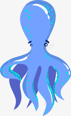 手绘蓝色章鱼矢量图素材