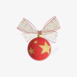圣诞实物装饰圣诞小球红色单个素材