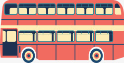 红色复古伦敦巴士矢量图素材