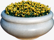 石材花盆黄色小花素材