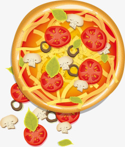 手绘蔬菜圆形披萨图案素材