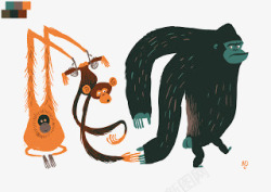 卡通狒狒灵长类动物高清图片