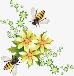 花丛中的蜜蜂素材