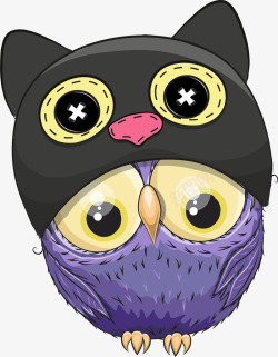 紫色卡通猫头鹰素材