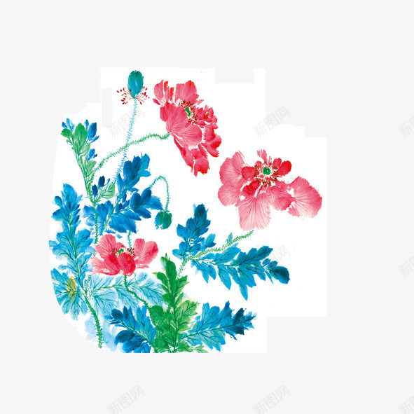 彩色水画花png免抠素材_88icon https://88icon.com 彩色 水画 真实 花儿 花朵 配图