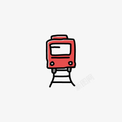 红色手绘行驶的火车素材