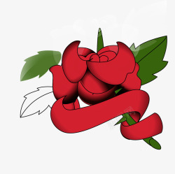 手绘红玫瑰花素材