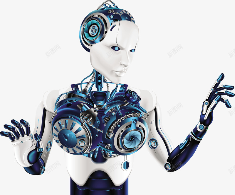 蓝色智能机器人矢量图eps免抠素材_88icon https://88icon.com 创意 机器人 机器人PNG 矢量机器人 蓝色 蓝色机器人 矢量图