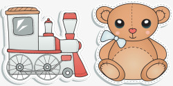 孩子玩具熊火车元素素材