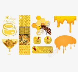 蜜蜂和蜂蜜罐卡通素材