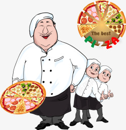 卡通披萨厨师素材