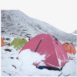 雪山里的帐篷素材