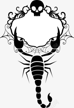 万圣节恐怖电影黑色骷髅蝎子图标图标