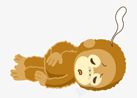 可爱职业人物猴子素描卡通痛苦的小猴子图标图标