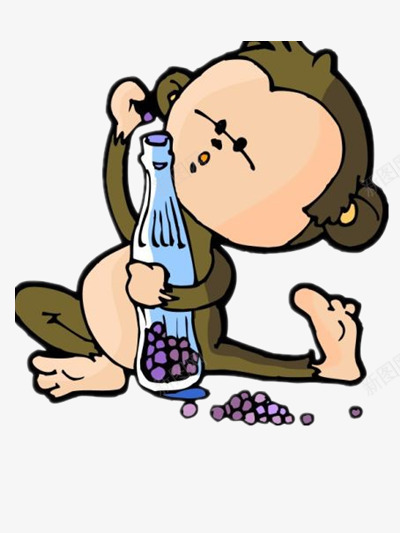 猴子玩石子png免抠素材_88icon https://88icon.com 可爱 手绘 瓶子 黑灰