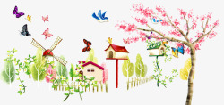 小鸟信箱卡通房子高清图片