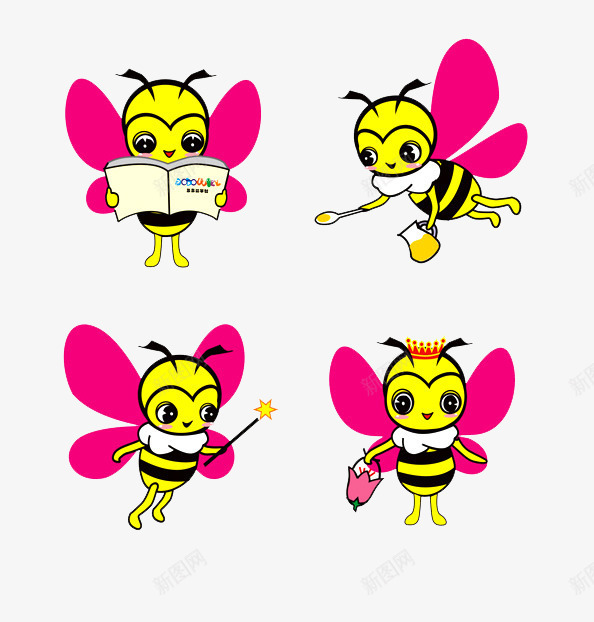 四只小蜜蜂png免抠素材_88icon https://88icon.com 卡通 手绘 简笔画 蜜蜂 辛勤 黄色
